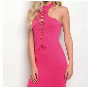 *NWOT!* SJL Apparel pink lace up bodycon dress